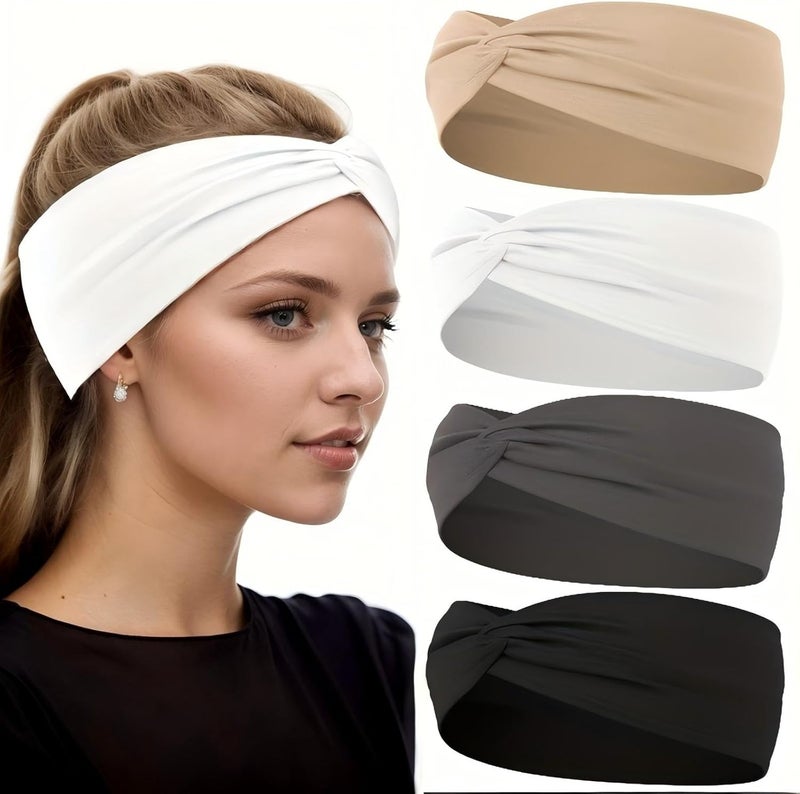 Luuao 12 Pcs Stretchy Sport Headbands for Women,Absorbed Sport Headband Soft Twist Knotted Headbands for Yoga, Workout Daily Life - Image 1